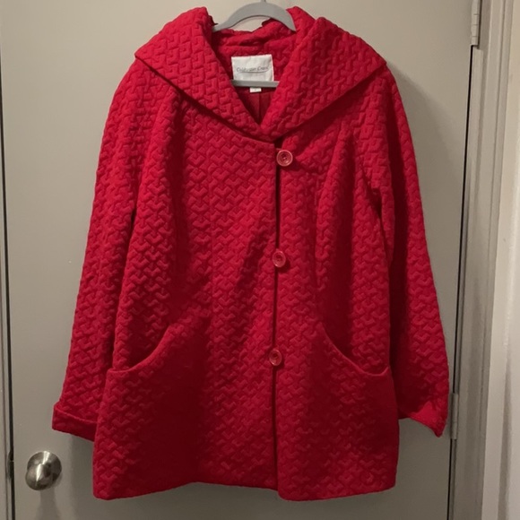 Like NEW Coldwater Creek quilted knit coat with hood - Picture 2 of 4